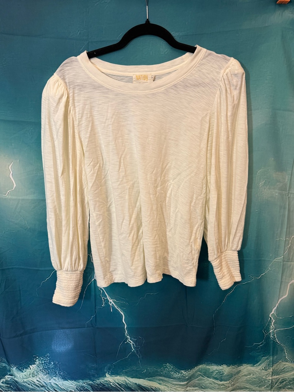 Nation LTD Ivory Puff Sleeve Long Sleeve Top